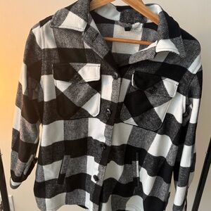 Divided Black and White Plaid Jacket